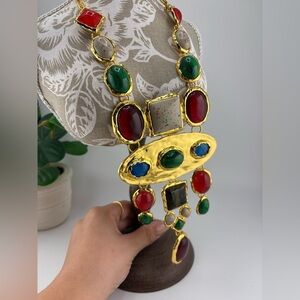Vintage Statement Necklace – Multicolor Gemstone Design ✨